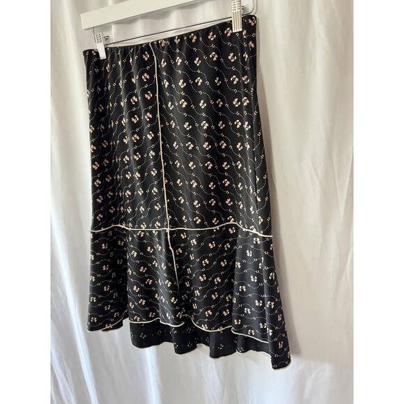 Max Studio Black Floral Midi Skirt - Size XS - Picture 2 of 6